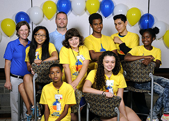 Jessica Whisher-Hehl, left, with students in the Science Horizons program