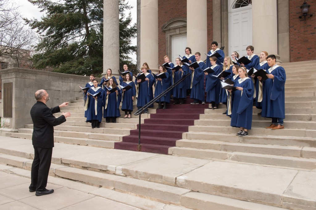 Singers on Hendricks Chapel steps