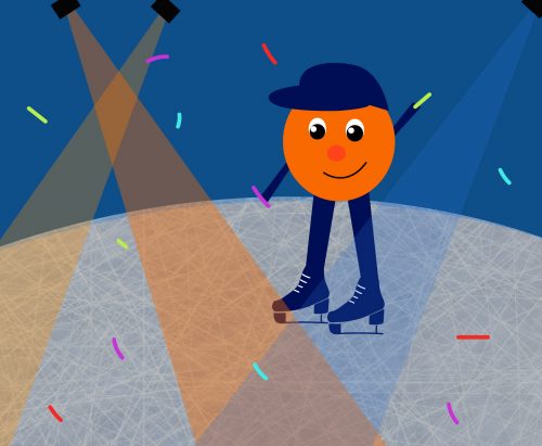 An illustration of Otto holding glow sticks at Late Night Ice