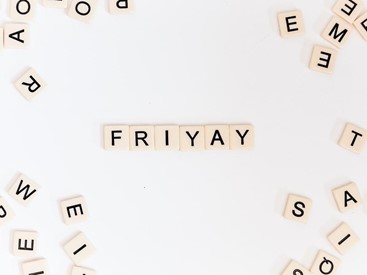 Scrabble tiles spell out fri yay