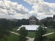 Syracuse University Quad with crane in background