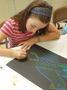 The art workshops, which are for children ages 5-15, offer a variety of experiences planned in the University’s art education classes.