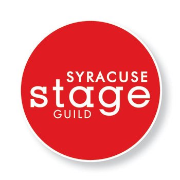 Syracuse Stage logo on top of a red circle.