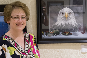University Librarian Kelley Parker's stunning photograph of a bald eagle was an award winner.