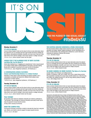 It's On Us SU, events poster