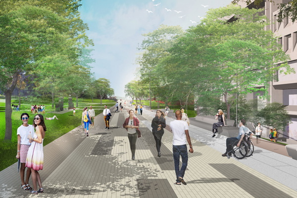 Promenade, west view, proposed