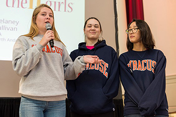 Participants share highlights of their time at the retreat during the closing event in Hendricks Chapel.