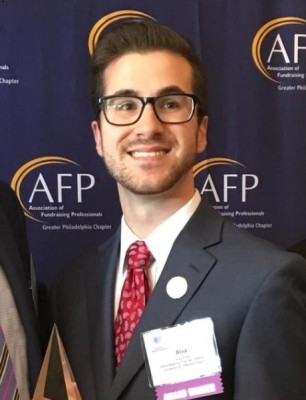 Alex Kline '16 recently received an award for philanthropy from the Association of Fundraising Professionals.