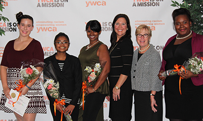 Honorees at the YWCA event were, from left: Ana Brickner, Mahella Soavello, Candace Williams, Kimberly Boynton, Liz Liddy and Tatiana Williams.