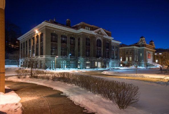 Winter Night Evening Bowne Hall Carnegie Library Exterior Campus Scenes ...