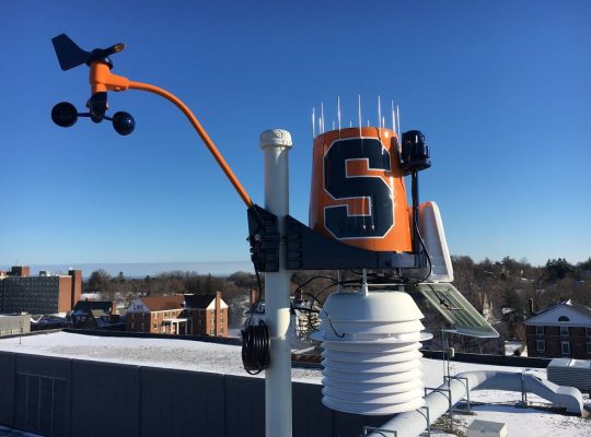The new weather station is located high atop the Sci-Tech building.