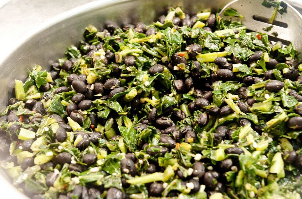 black beans and greens