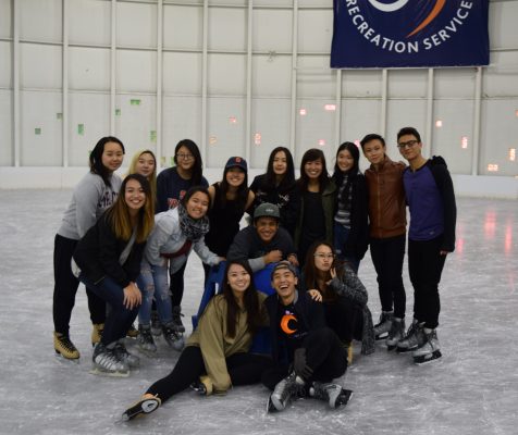 students on skating rink