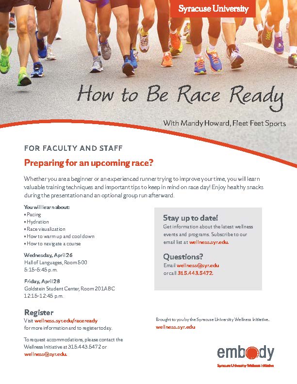 Gearing Up for Your Next (or First) Race? Get Race Ready — Syracuse  University News