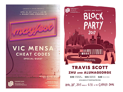 Mayfest and Block Party posters