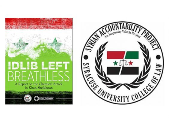 Report cover and Syrian Accountability Project logo