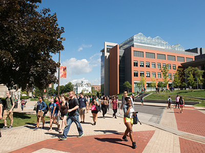 Photo of students walking on College Place