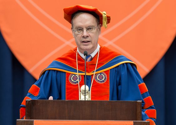 Chancellor Syverud at the podium