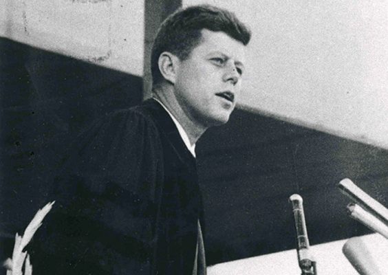 Sen. Kennedy speaking at Archbold Stadium