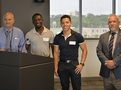 The ModoScript team, from left to right: Dr. Robert Corona, Samuel Banahene, David Zuleta and David Amberg.