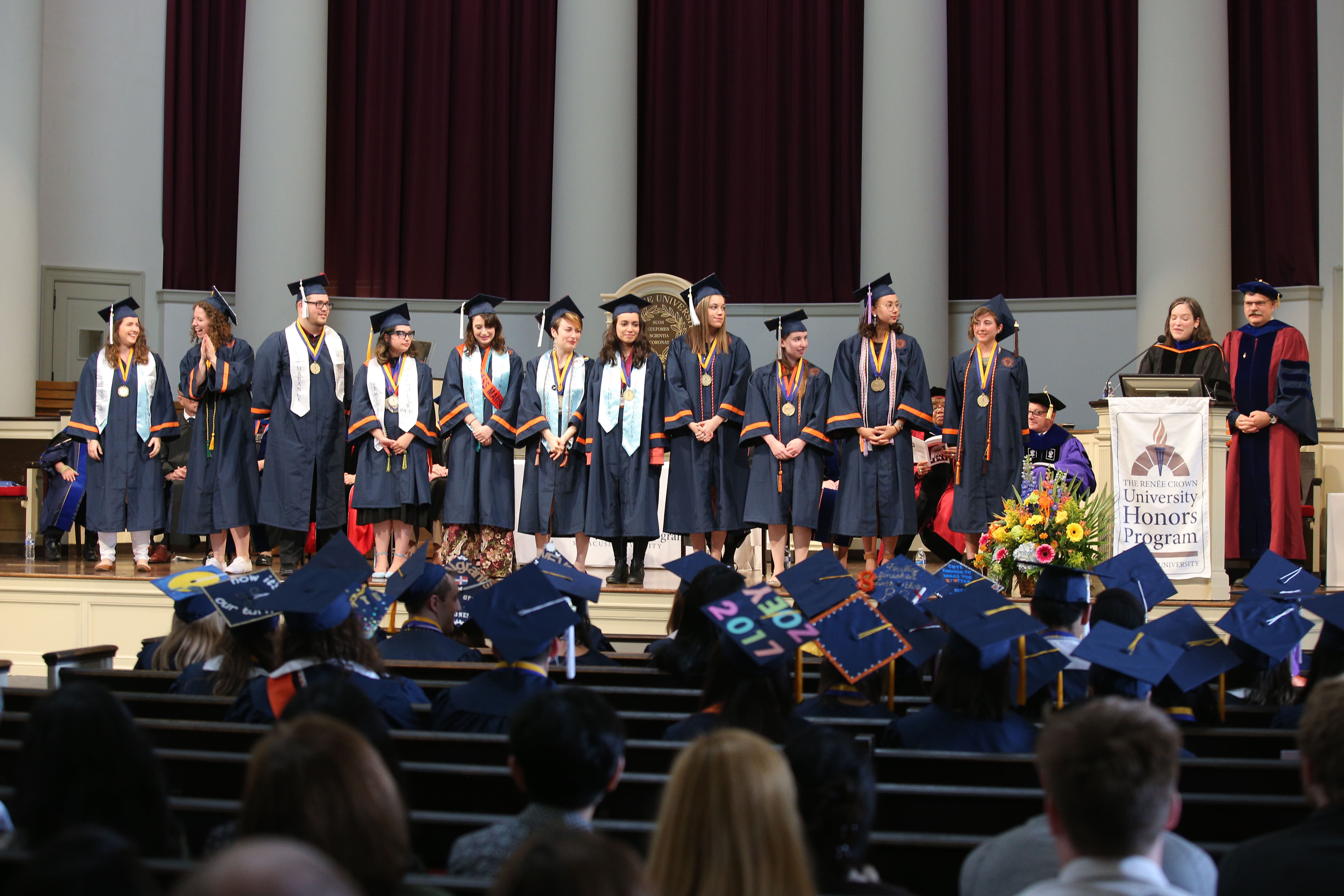 students on stage