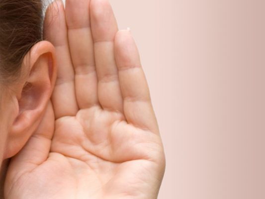 hand behind ear listening