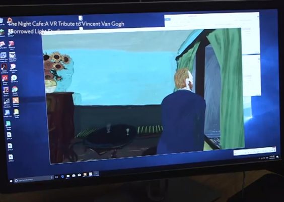 Virtual reality scene on a computer screen