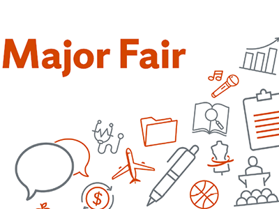 Major Fair banner with symbols of various majors