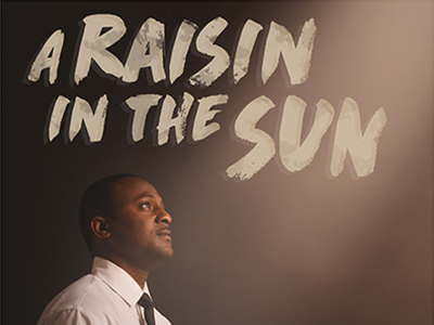 poster for "A Raisin in the Sun" with title and young man gazing into the distance