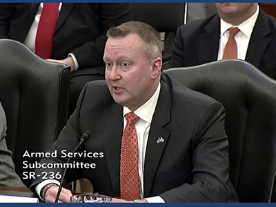 Vice Chancellor Mike Haynie testifies before the U.S. Senate Armed Services Committee.