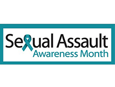 Sexual Assault Awareness Month banner in teal