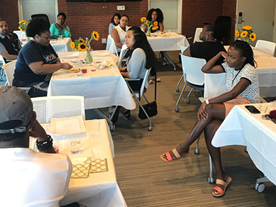Students at the first McNair Scholars Program Dinner and Discussions event.