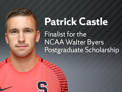 photo of Patrick Castle with his name and 'finalist for NCAA Walter Byers Postgraduate Scholarship'