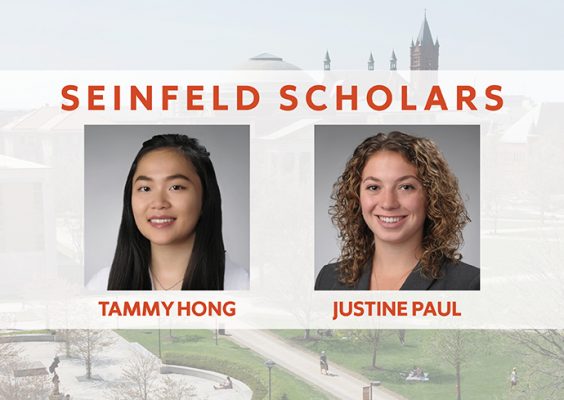 Seinfeld Scholars with photos and names, Tammy Hong and Justine Paul