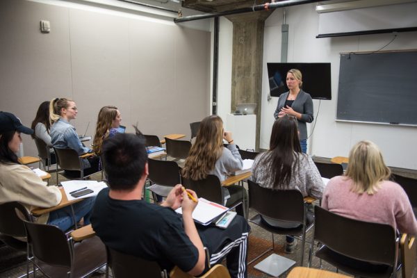 a teacher talking to classroom