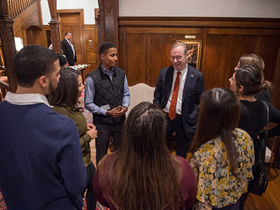 Chancellor Syverud with students