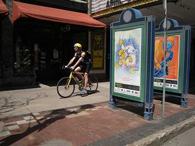 Poster kiosks in downtown Syracuse.