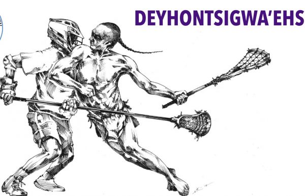graphic of two people playing lacrosse