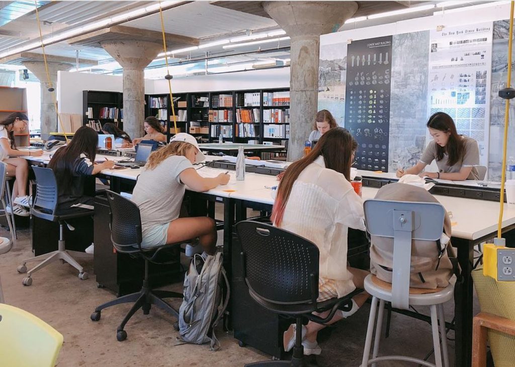 students working at desk