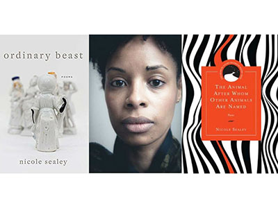 Nicole Sealey and the cover of two of her books