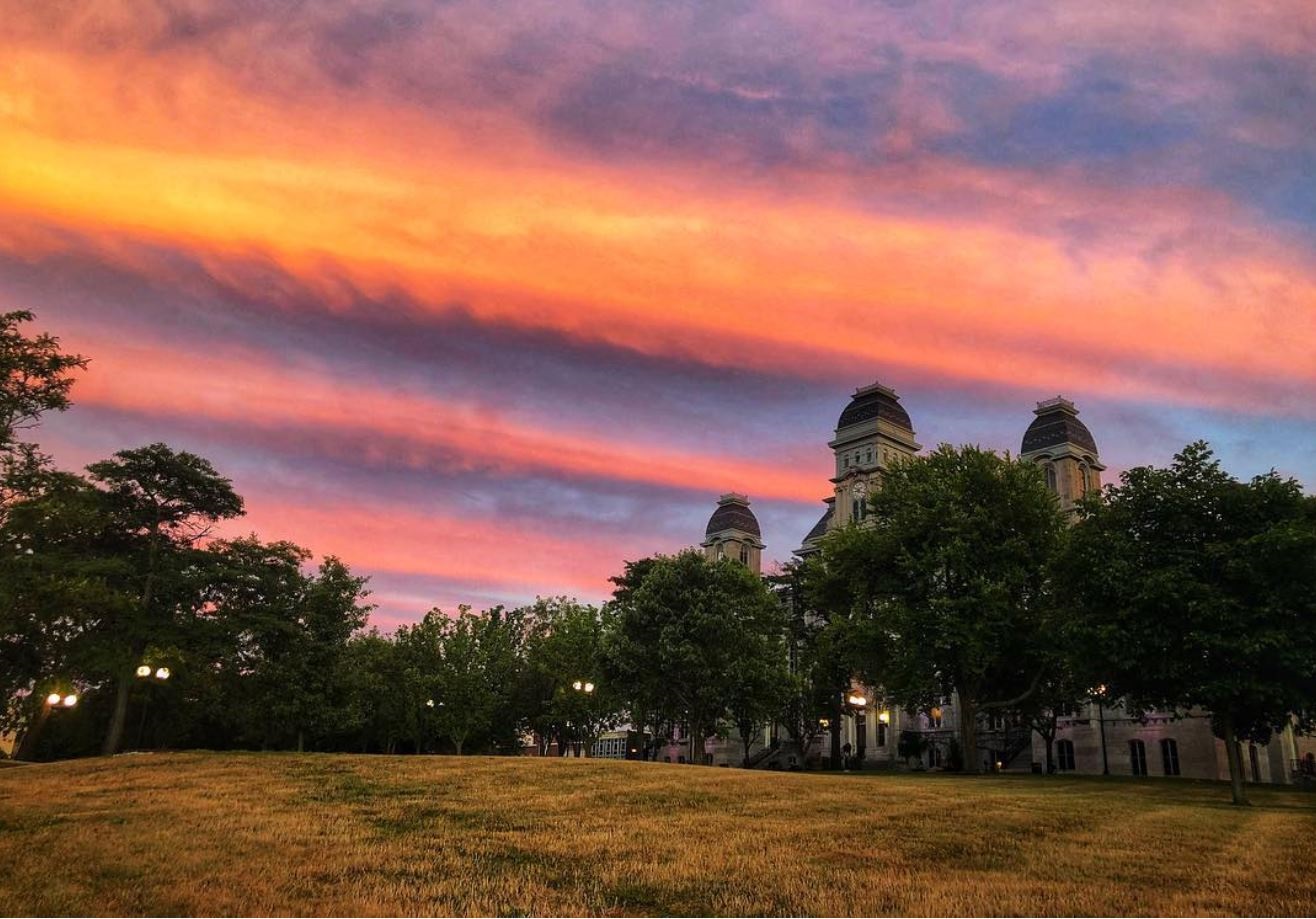 sunset-over-hall-of-languages-9-12-18-views-syracuse-university-news