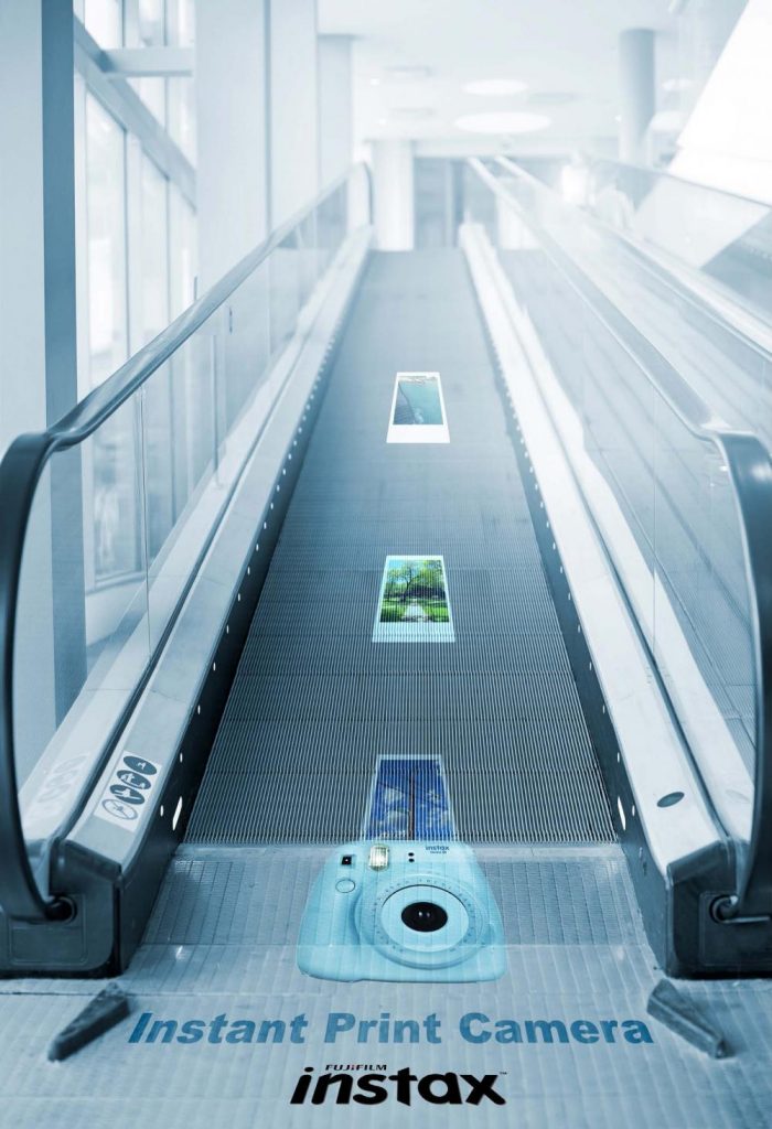 advertisement with escalator