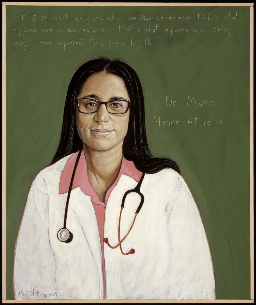 Robert Shetterly's portrait of Dr. Mona Hanna-Attisha