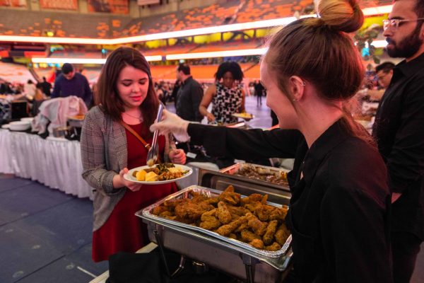 Serving the meal at the MLK Celebration dinner Sunday night in the Dome. (Photo by Evan Jenkins)