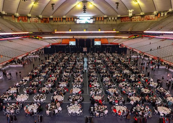 Sunday night in the Dome: a big meal for a big event. (Photo by Evan Jenkins)