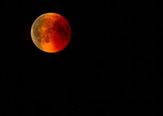 Nighttime image of a blood moon