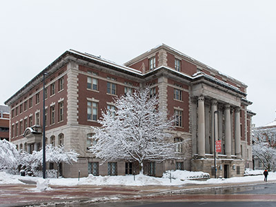 Slocum Hall with wintry tree in front