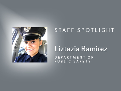 Staff Spotlight graphic showing woman in uniform.