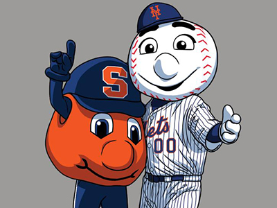illustration of Otto the Orange and Mr. Met