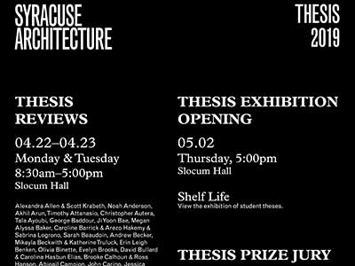 Poster depicting times and dates of Syracuse Architecure events